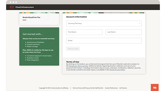 How to create a login to your Oracle Cloud account