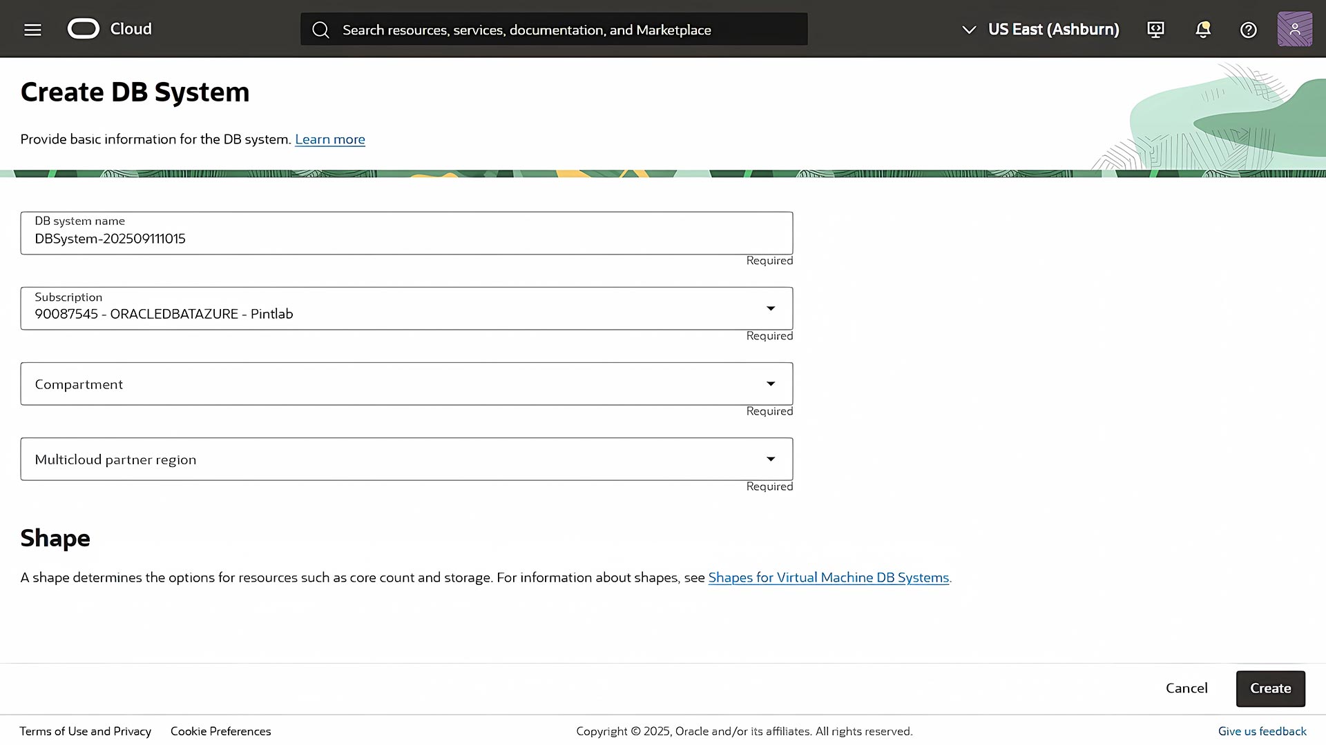 Create DB System view