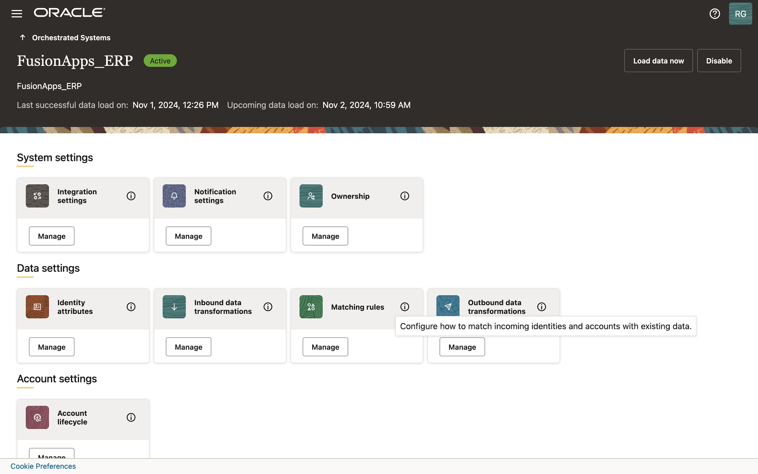 Identity matching view