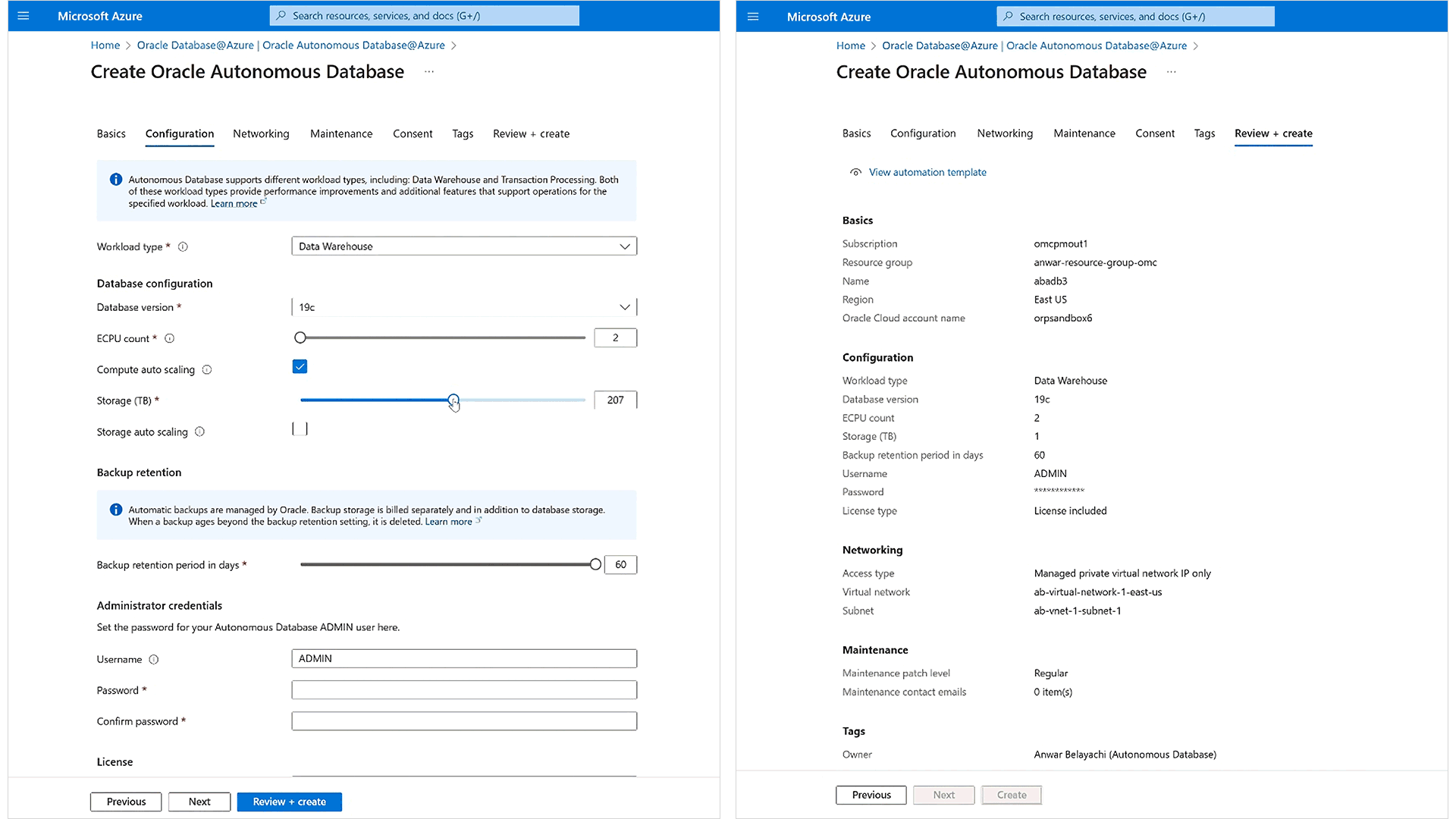 Create Oracle Autonomous Database view