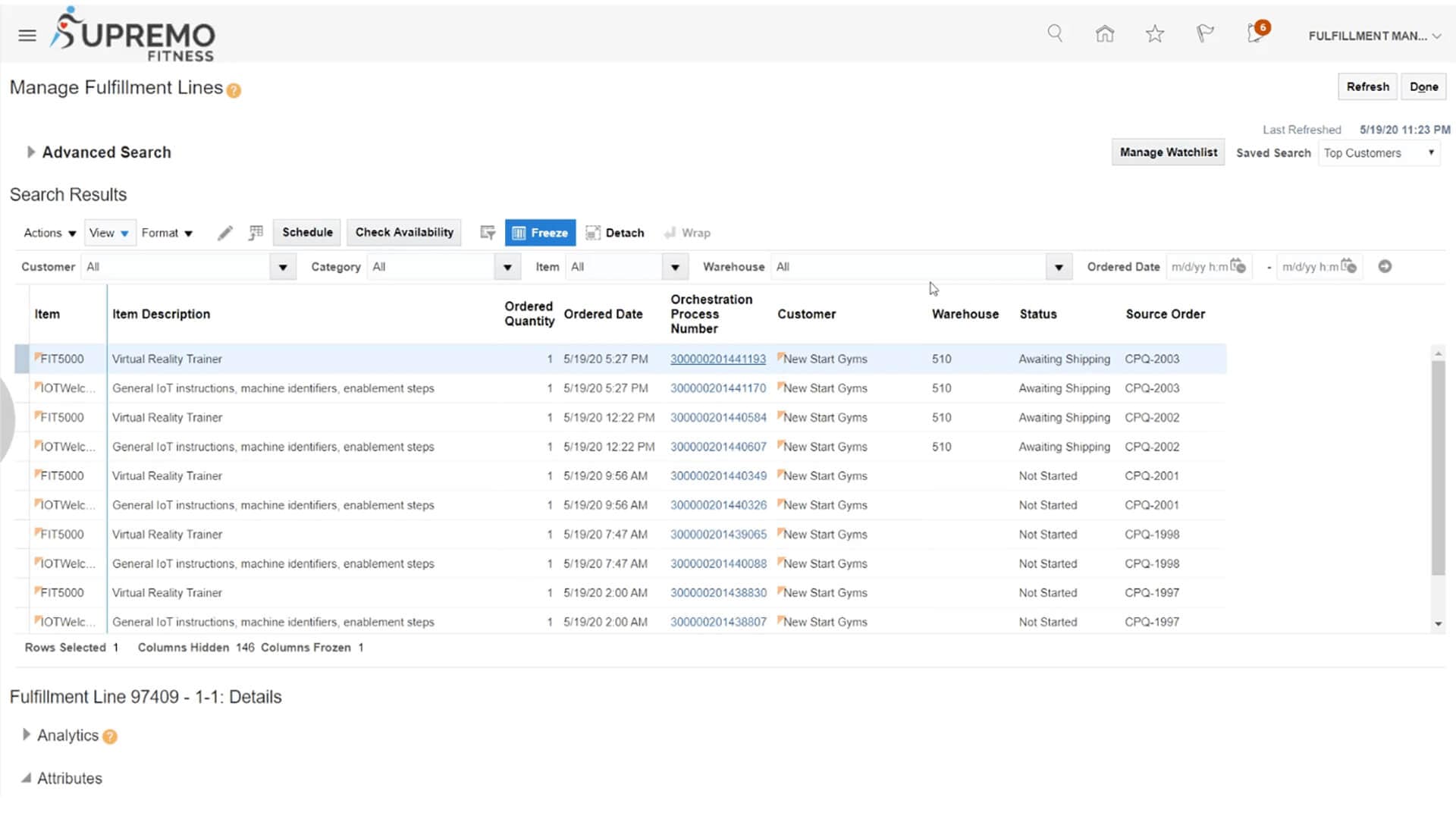 Subscription management overview screen