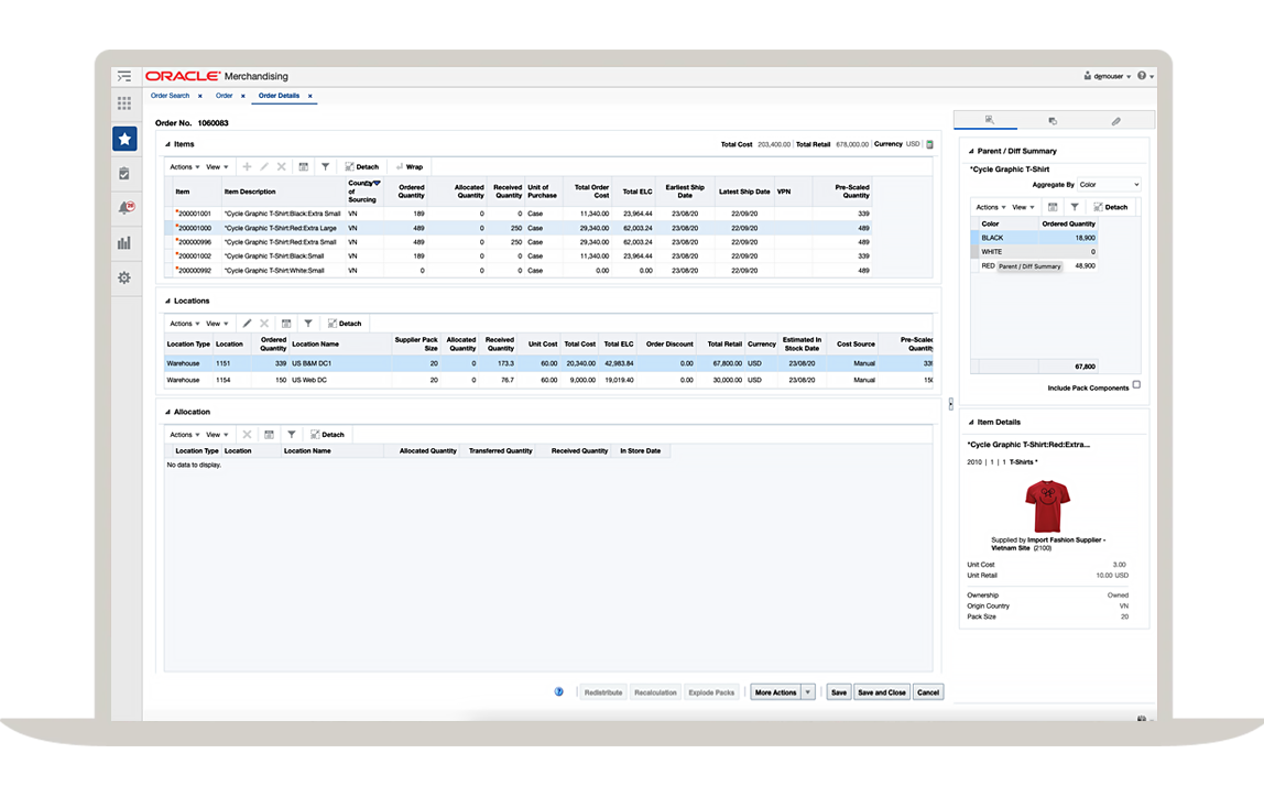 Allocation screenshot